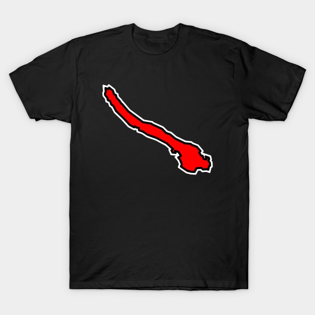 Galiano Island BC Silhouette in Crimson Red - Galiano Island T-Shirt by City of Islands